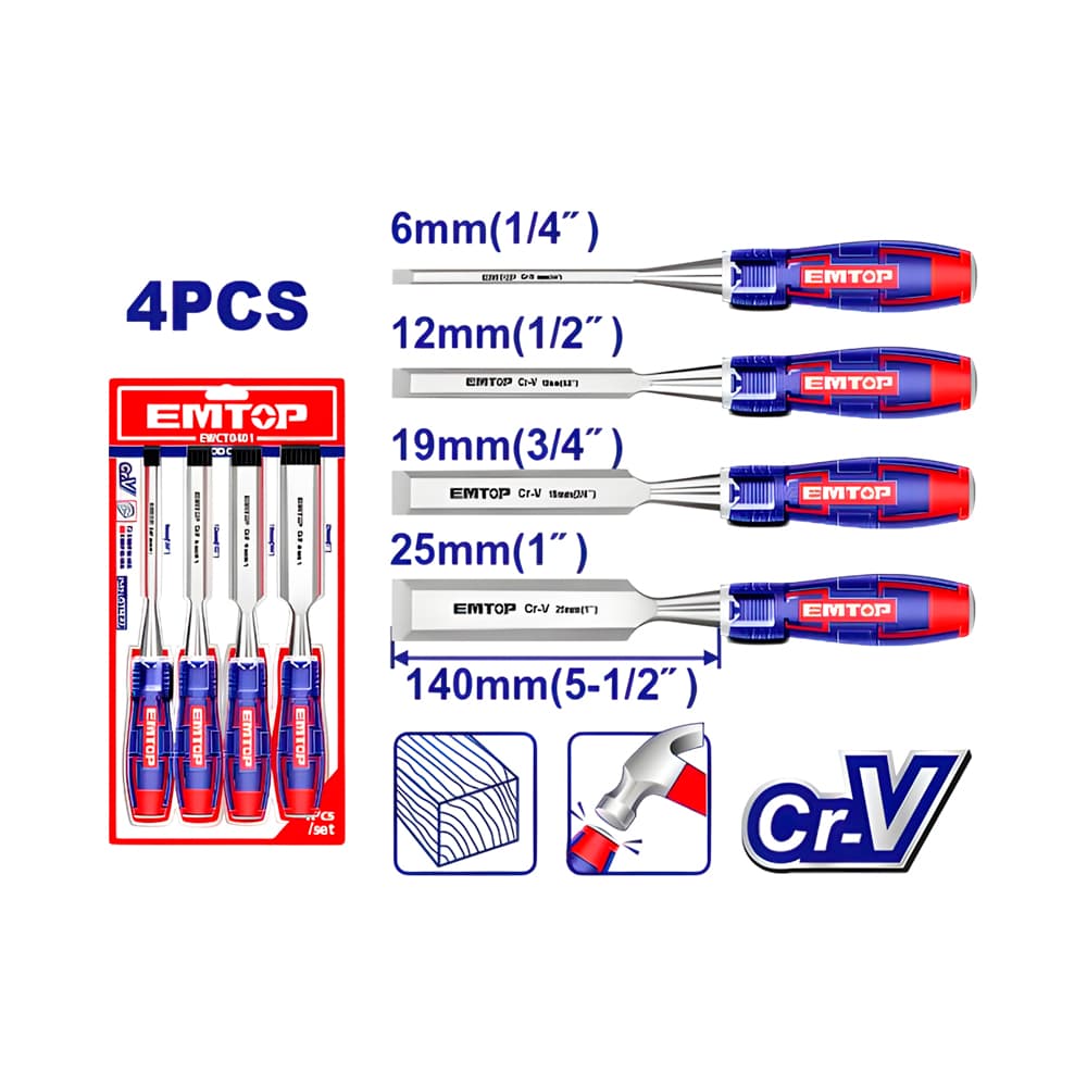 Anúncio: KIT DE CINCEL PARA MADERA EMTOP EWCT0401 4 PIEZAS