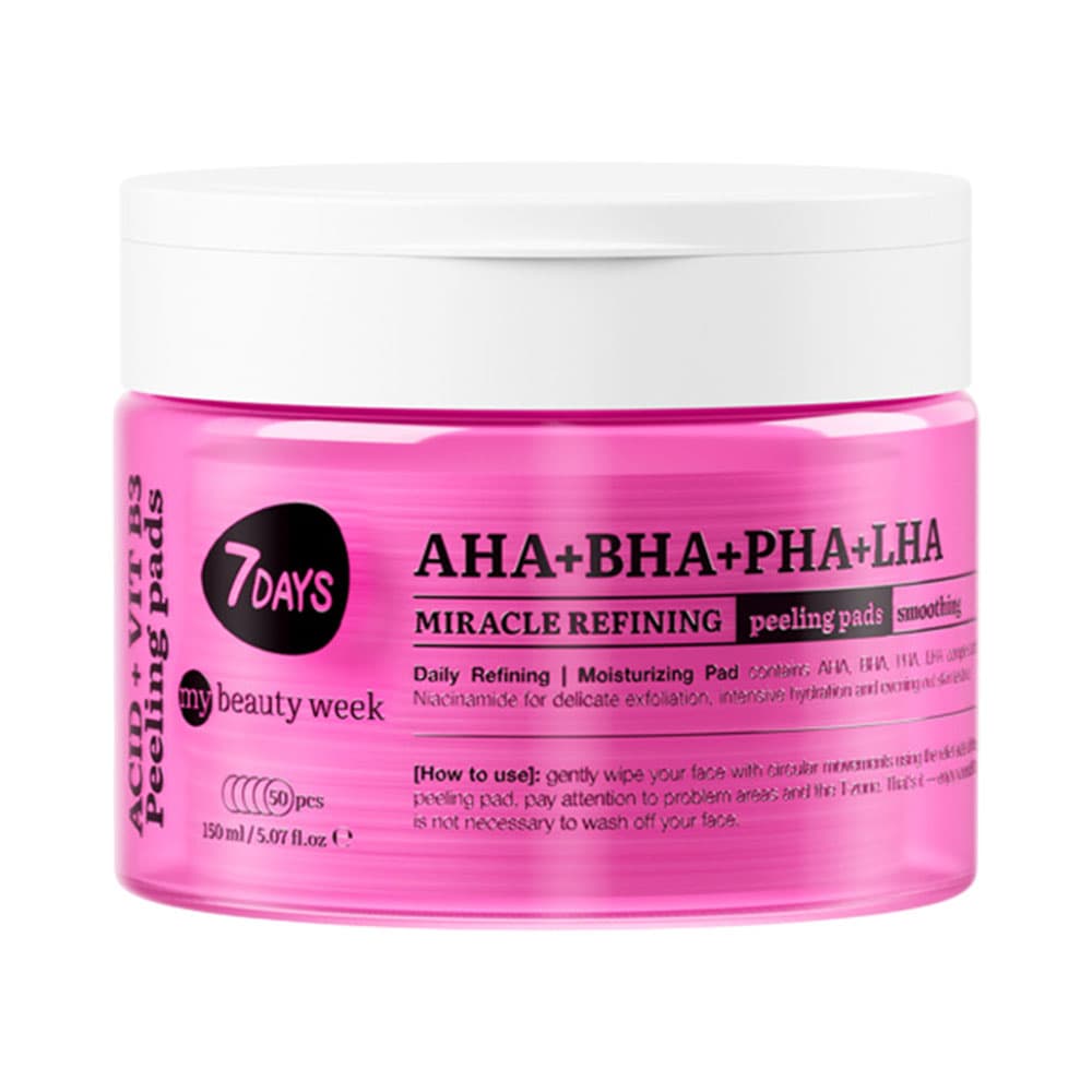 Anúncio: PADS 7DAYS MIRACLE REFINING PEELING AHA+BHA+PHA+LHA 50 PIEZAS