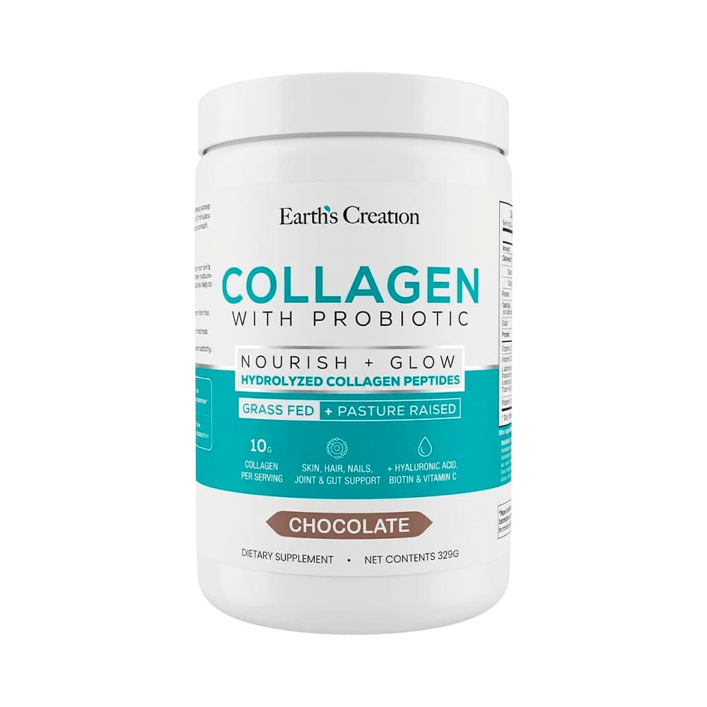 Anúncio: VITAMINA EARTH'S CREATION COLLAGEN + PROBIOTICS CHOCOLATE 329GR