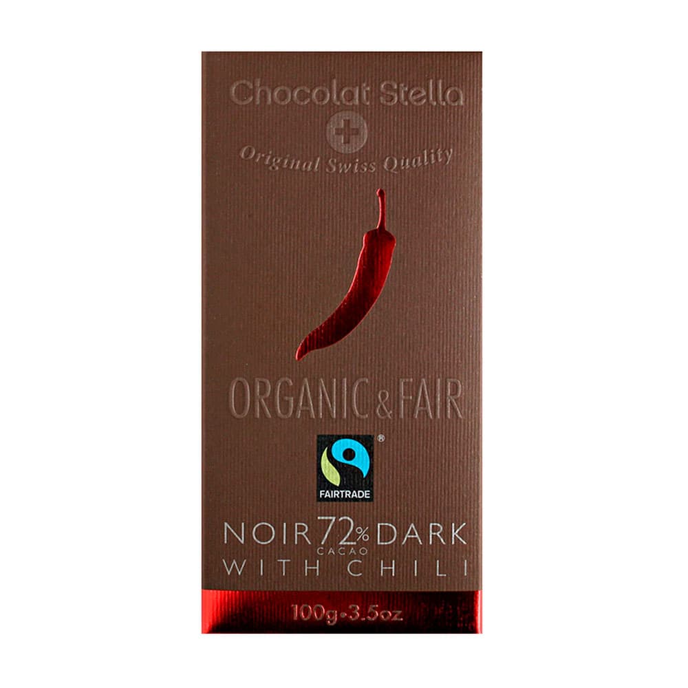 Anúncio: CHOCOLATE STELLA ORGANIC & FAIR 72% CACAO DARK CHILI 100GR