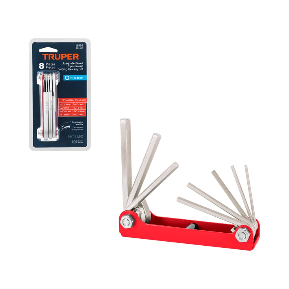 Anúncio: KIT DE LLAVE ALLEN HEXAGONAL TRUPER 15556 TIPO NAVAJA 1/16"-5/16" 8 PIEZAS