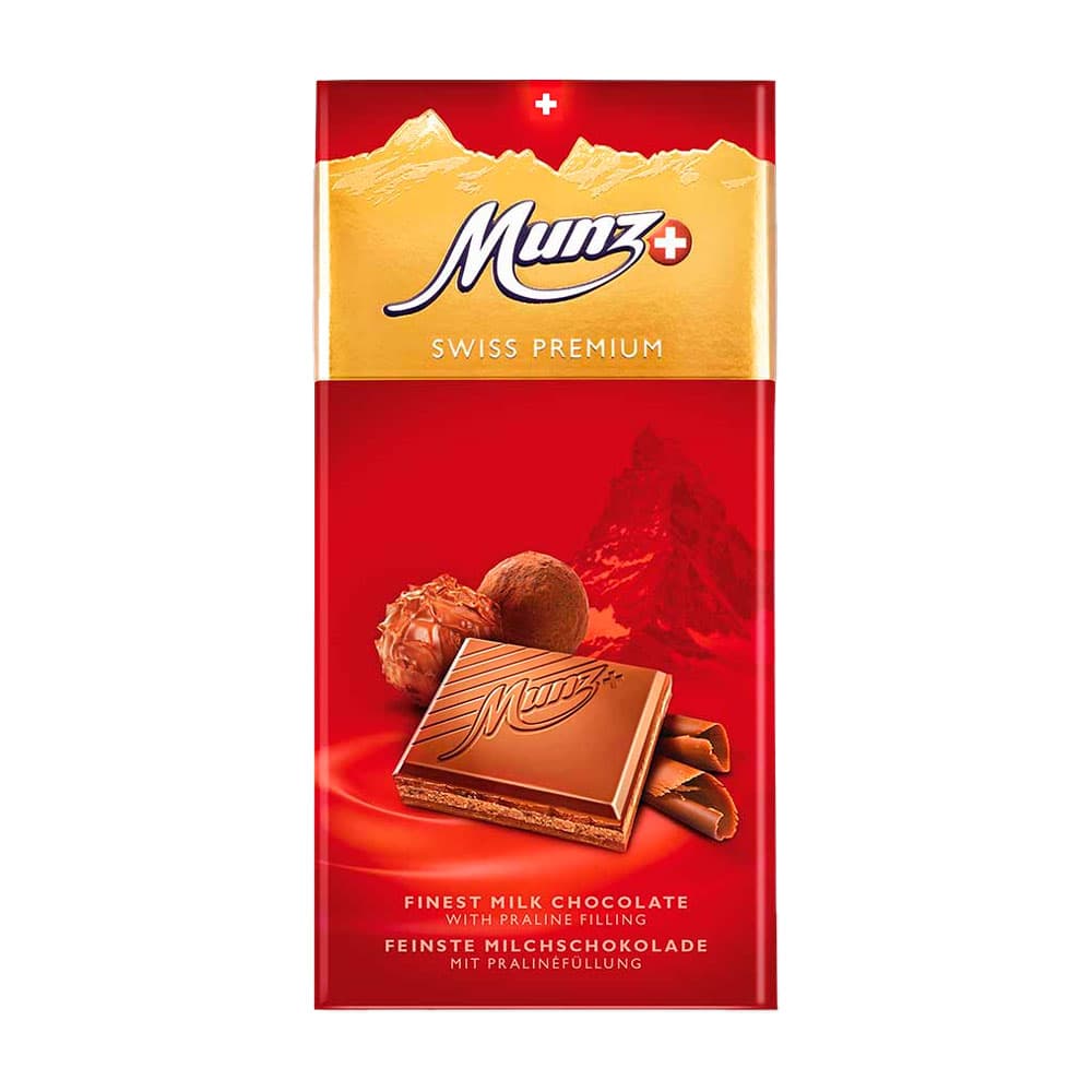 Anúncio: CHOCOLATE MUNZ SWISS PREMIUM MILK PRALINÉ 100GR