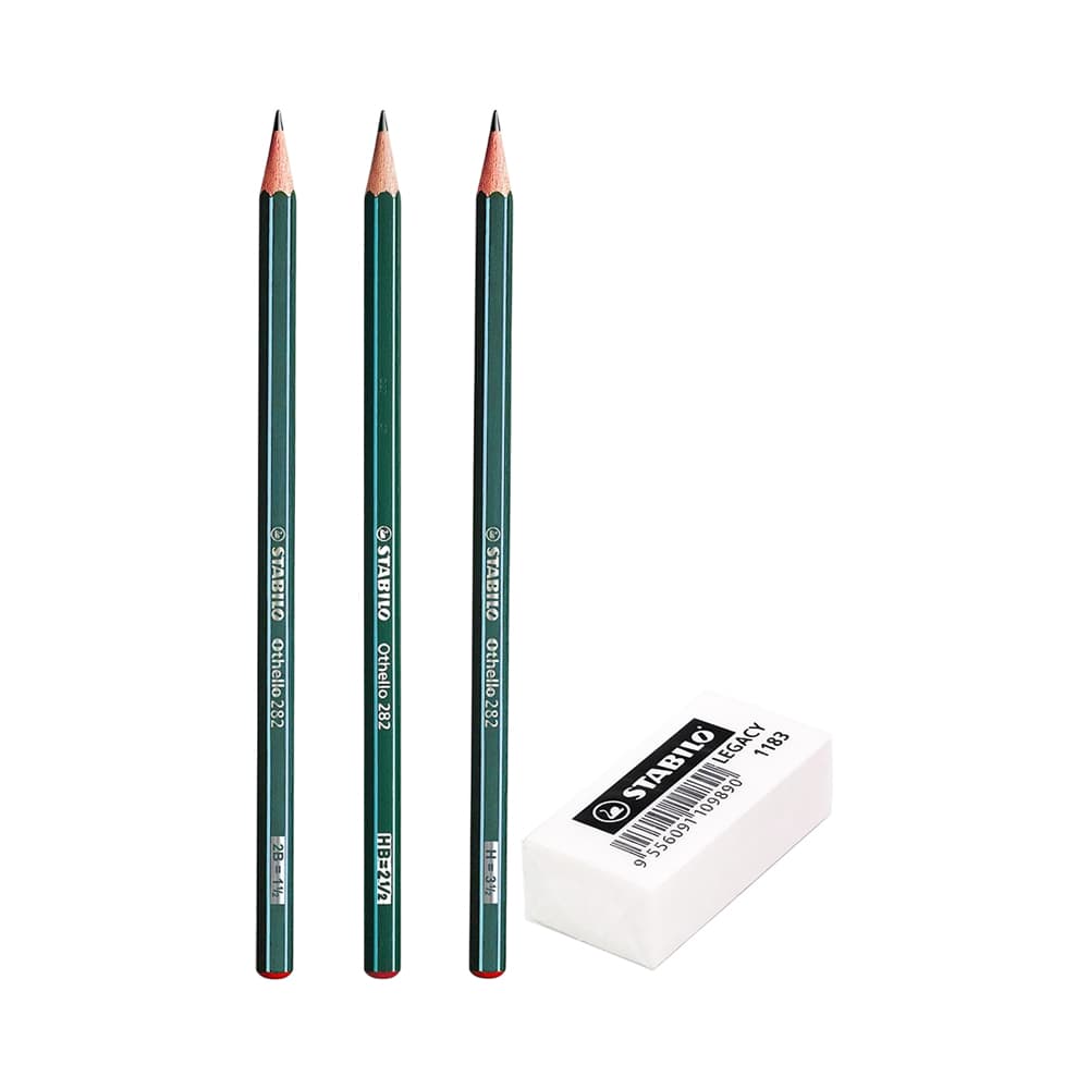 Anúncio: LÁPIZ DE DIBUJO STABILO OTHELLO 282 3 UNIDADES + BORRADOR 2346