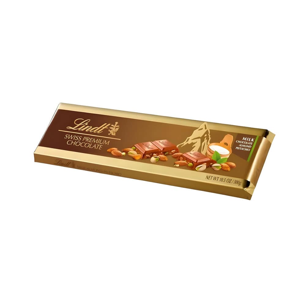 Anúncio: CHOCOLATE LINDT SWISS PREMIUM MILK CHOCOLATE CON ALMONDS Y PISTACHIOS 300G