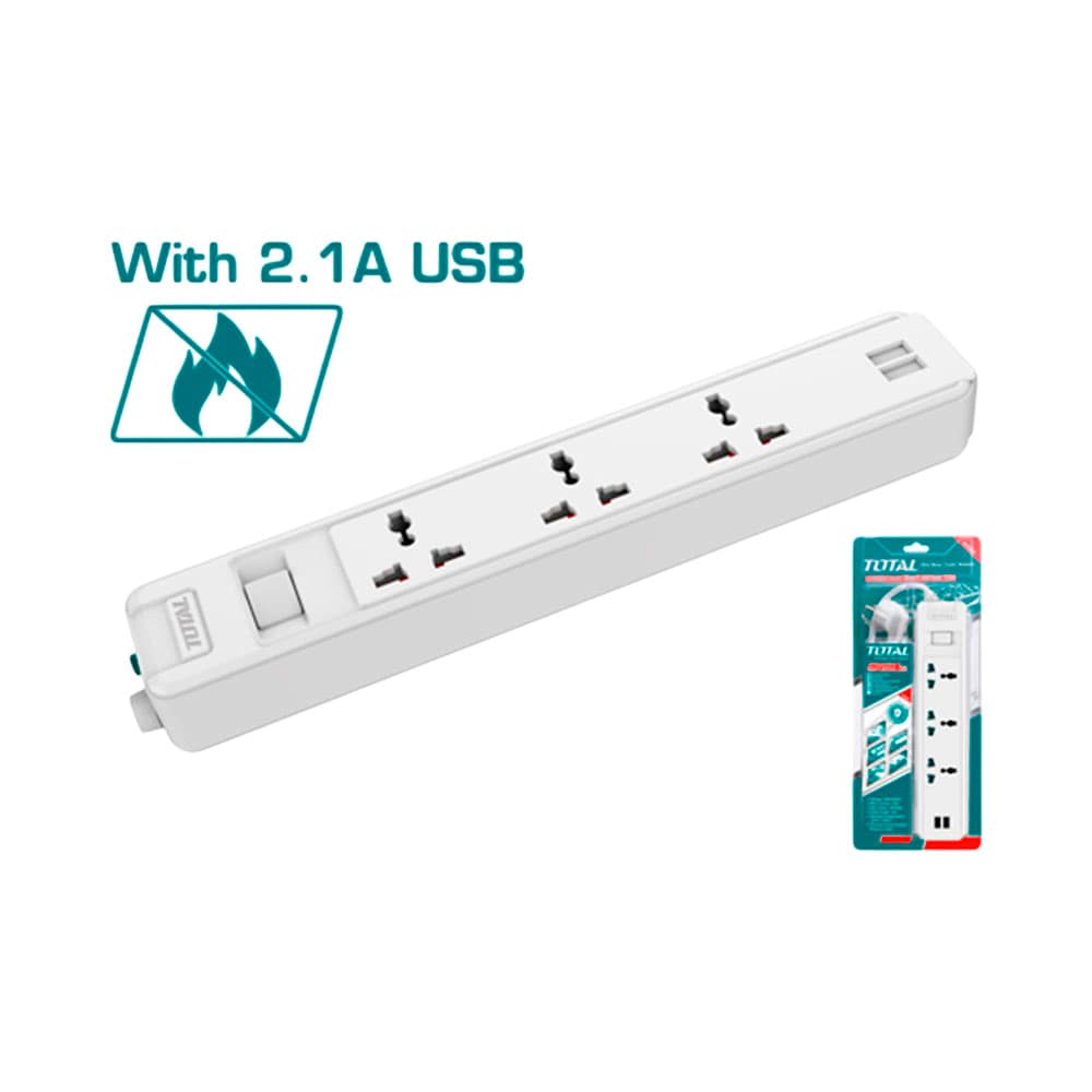 Anúncio: ZAPATILLA ELÉCTRICA CON EXTENSIÓN TOTAL THES13041VSB 13A 220V 3M