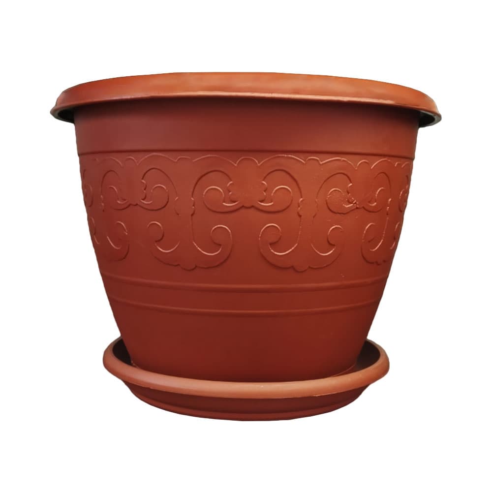 Anúncio: MACETA DE PLÁSTICO RODEO CON BASE 314138 19 X 15 CM TERRACOTA