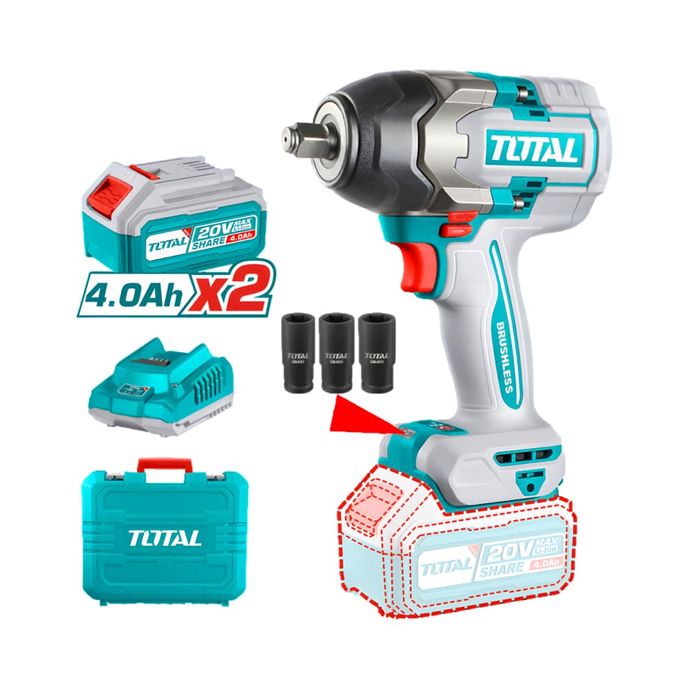 Anúncio: LLAVE DE IMPACTO INALAMBRICO TOTAL TIWLI2085 1/2 20V 850NM 220V