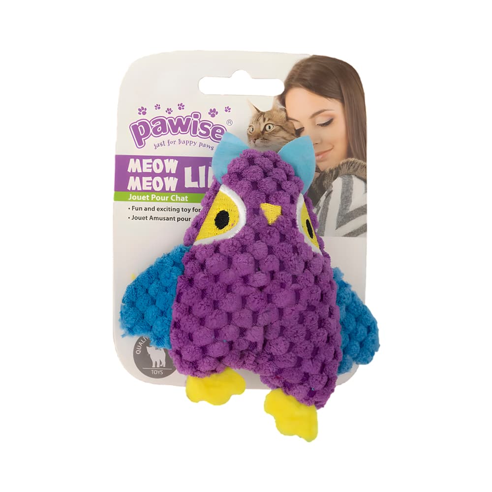 Anúncio: JUGUETE PARA MASCOTA PAWISE 27804 MEOW MEOW LIFE PELUCHE DE BÚHO VIOLETA