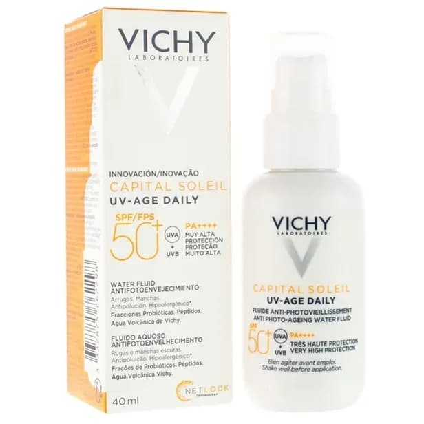 Anúncio: Vichy Protector Solar Capital Soleil Uv-age Daily SPF50+ S/color