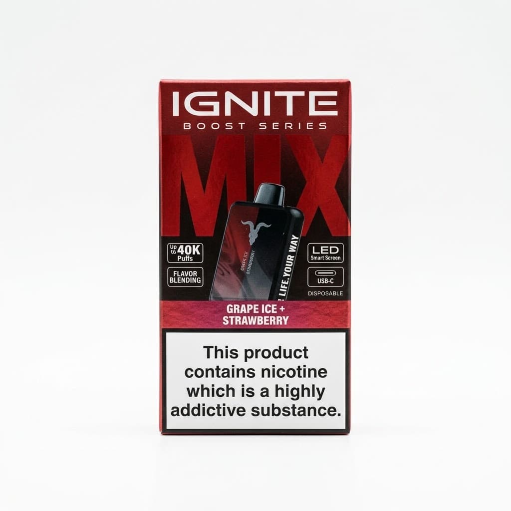 Anúncio: Ignite Vaper Desechable Mix Boost Series 40K Grape Ice/strawberry