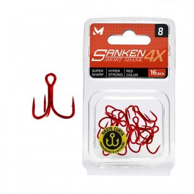 Anúncio: Marine Anzuelo Sanken Short Shank 4X Red Ct 8 C/16