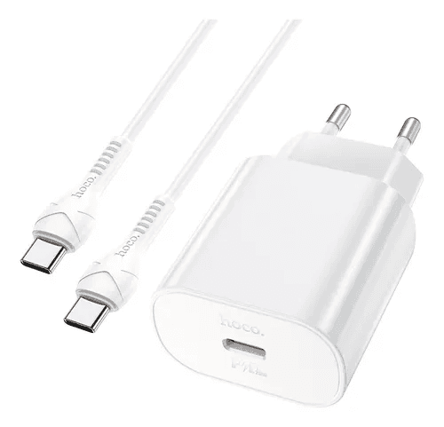 Anúncio: Hoco Cargador N22 25W USB-C Fuente C/cable USB-C A USB-C 1M White