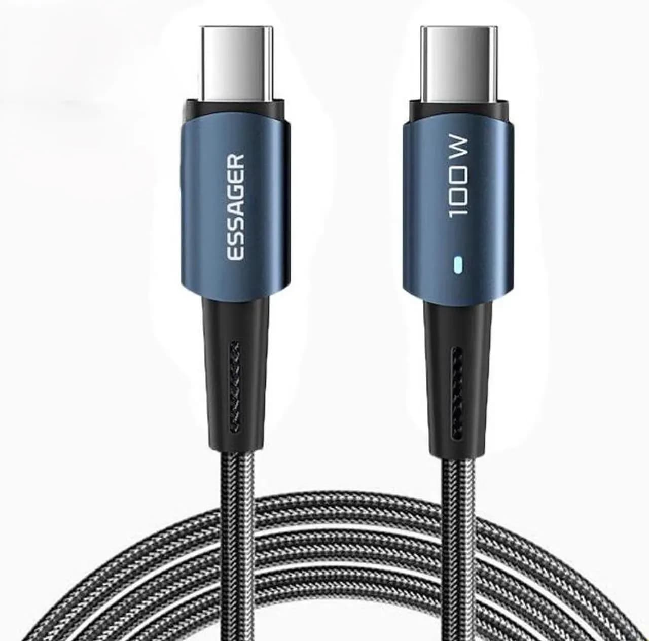 Anúncio: Essager Cable EXCTT1-JJA03-P USB-C A USB-C 100W 2M Blue