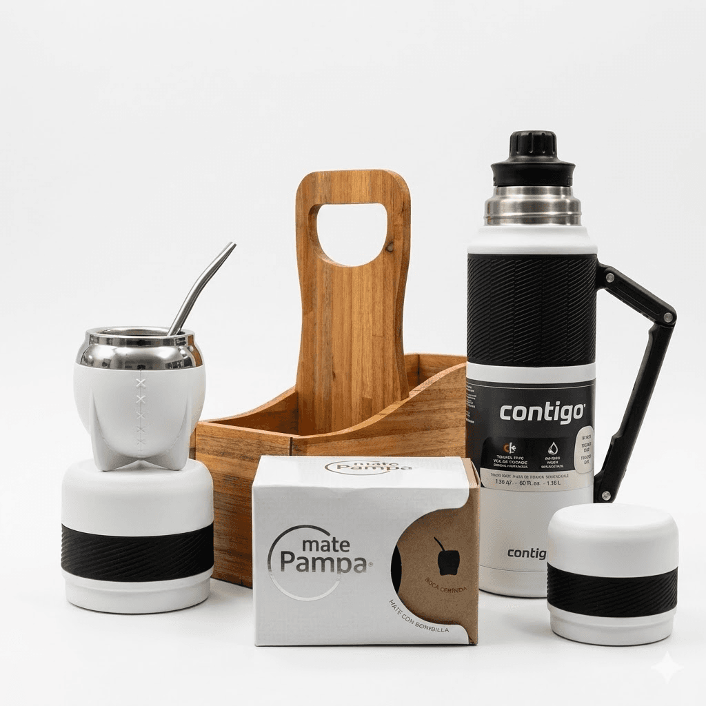 Anúncio: Contigo Kit P/mate Termo 1.18L + Guampa + Bombilla Porta Madera Blanco