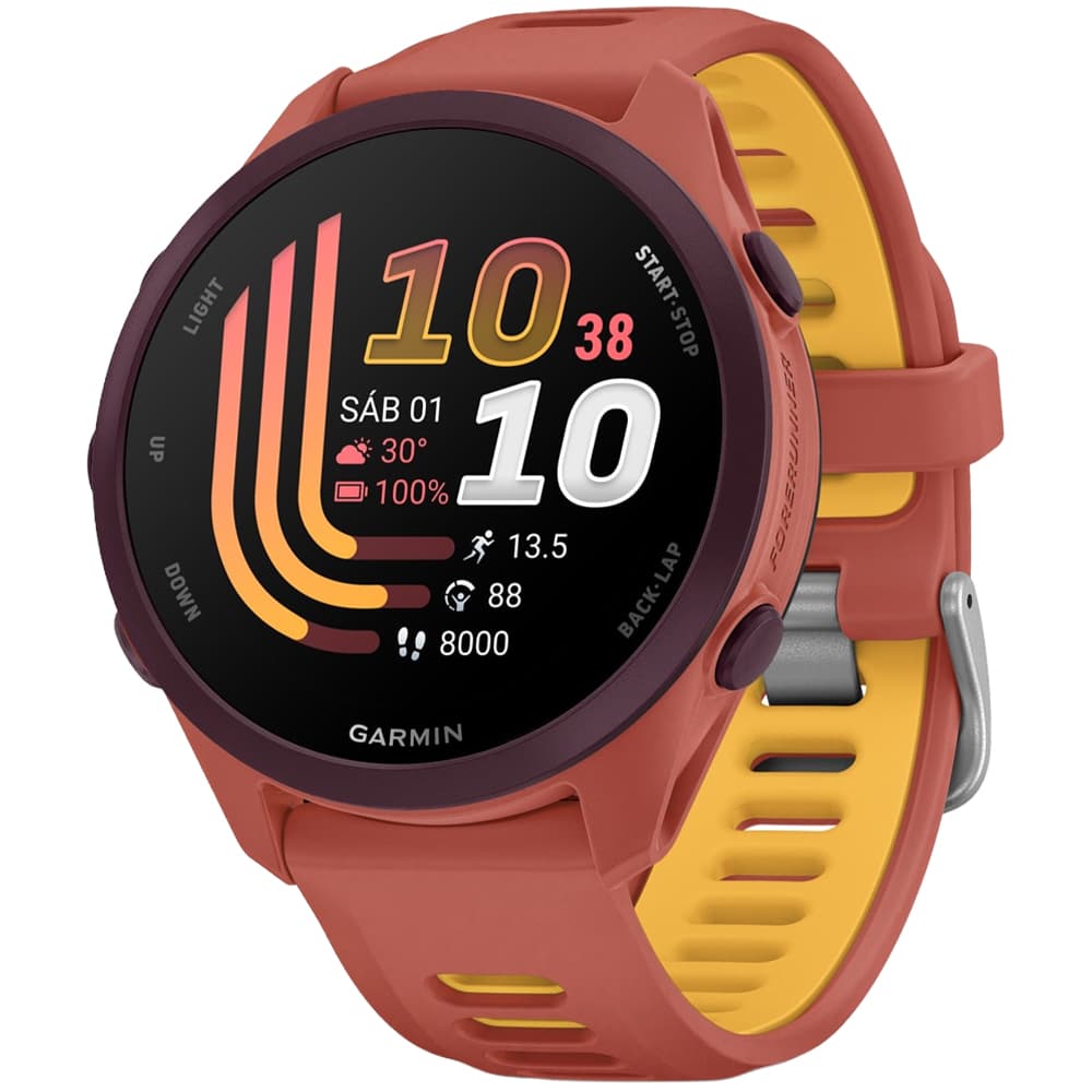 Anúncio: Smartwatch Garmin Forerunner 170 Music 010-03920-13 de 42.6mm com AMOLED 1.2 / 4GB / GPS / 5 ATM / Wi-Fi - Red Pink