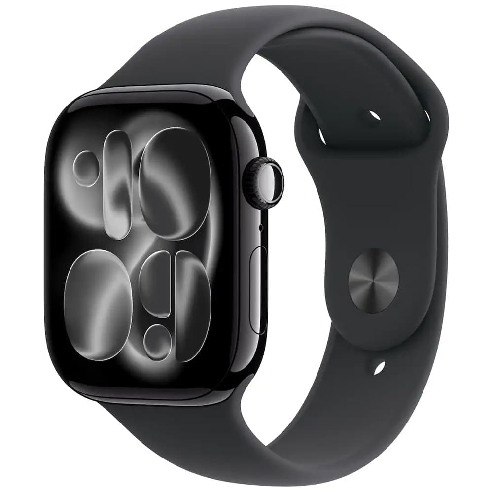 Anúncio: Apple Watch S11 46mm MEUX4LW/A com GPS/ Wide Angle OLED Always-On Retina Display / Pulseira Sport Band M/L / Aluminium Case - Jet Black/Black