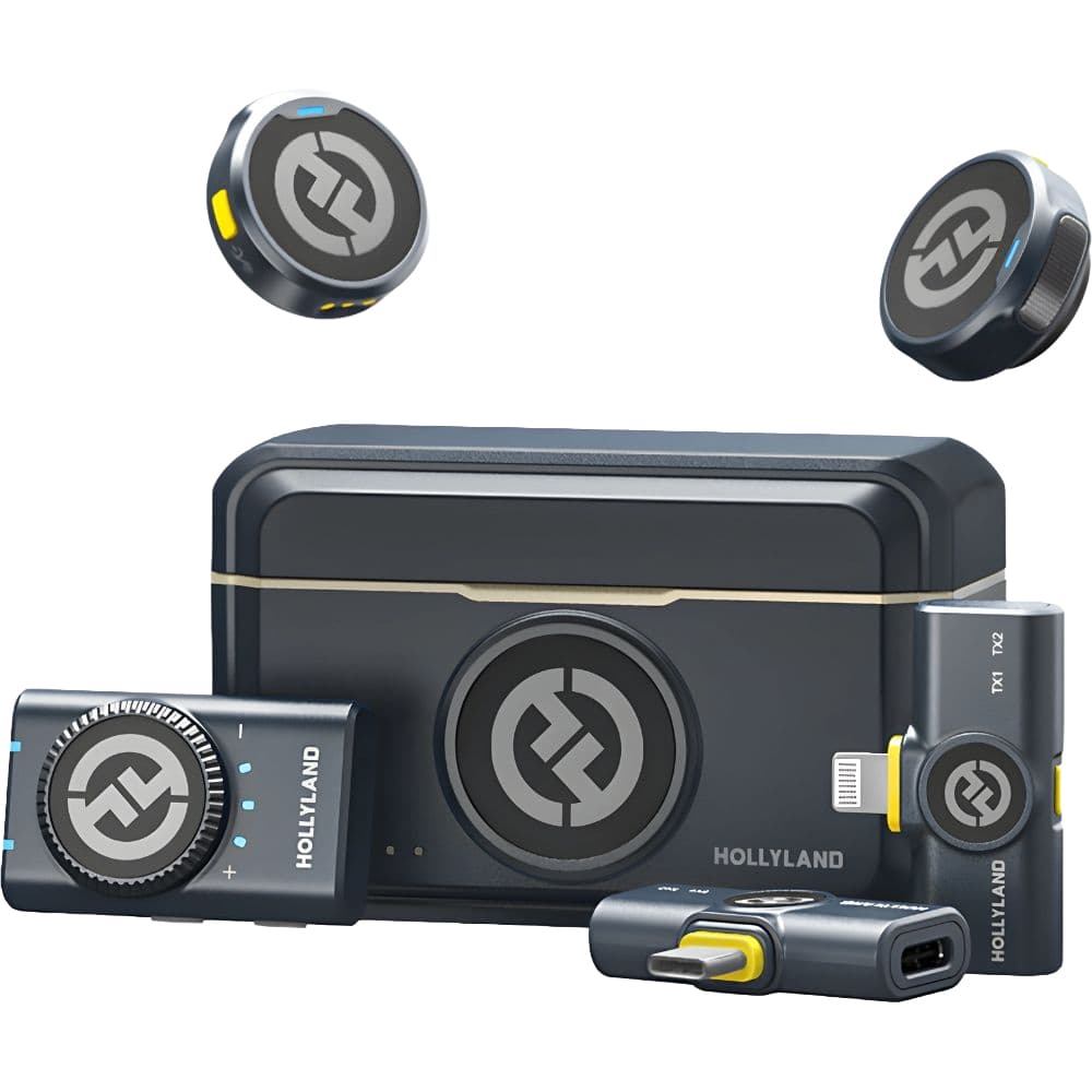 Anúncio: Microfone Sem Fio Hollyland Lark M2 Combo / Conector 3.5mm / USB-C / Lightning / Alcance 300m / Cancelamento de Ruído - Shine Charcoal