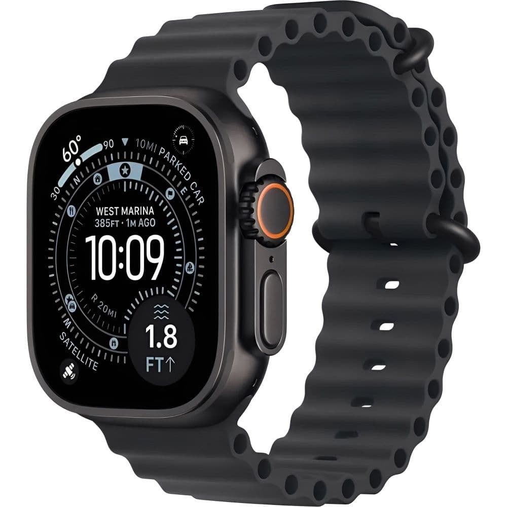 Anúncio: Apple Watch Ultra 3 49mm MF0J4LW/A com Double Tap Gesture / Chip S10 / Pulseira Ocean Band Black / Titanium Case - Black Titanium