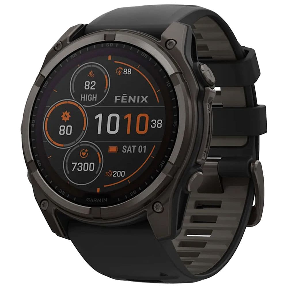 Anúncio: Smartwatch Garmin Fenix 8 Sapphire Solar 010-02907-10 de 51mm com Power Sapphire / 32GB / 10 ATM / Wi-Fi - Carbon Gray/Black