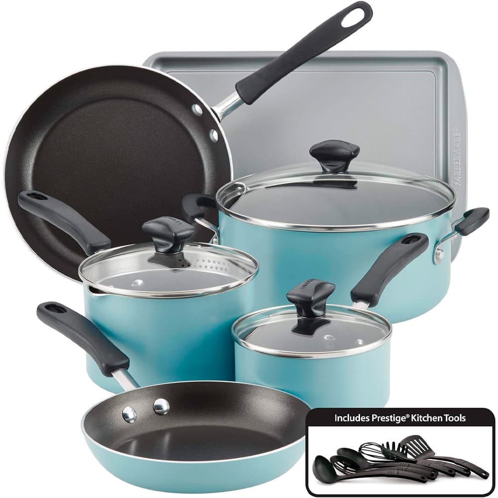 Anúncio: Jogo de Panelas Farberware 22307 Antiaderente Diamond Max Azul Água – 15 Peças