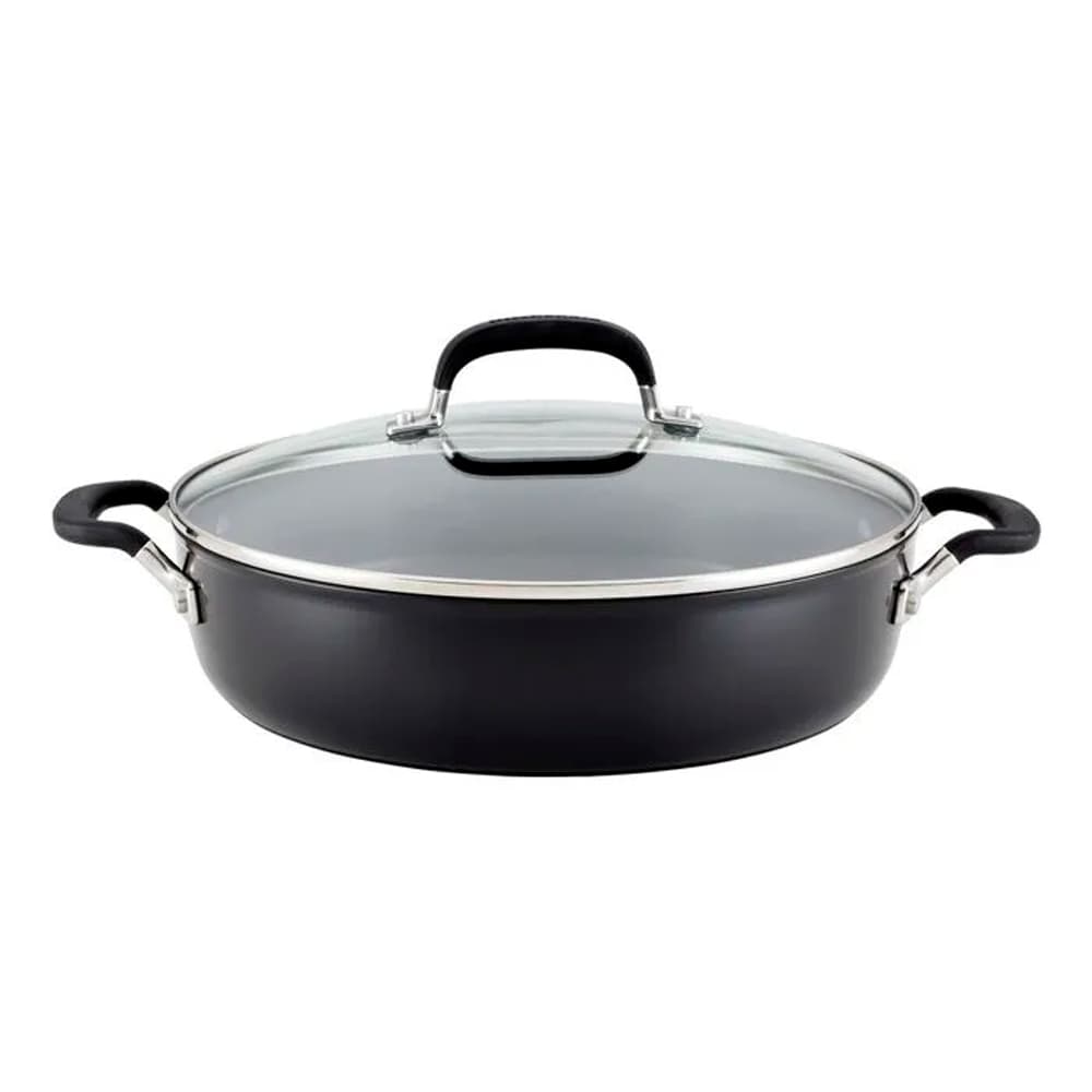 Anúncio: Frigideira KitchenAid 84810 Antiaderente Tripla Camada 4.7L Tampa Vidro 34CM Preto Onix