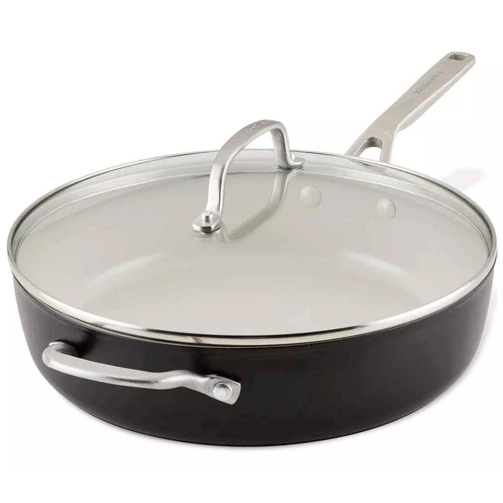 Anúncio: Frigideira KitchenAid 84841 Antiaderente Cerâmica 5L Tampa de Vidro 31CM Preto
