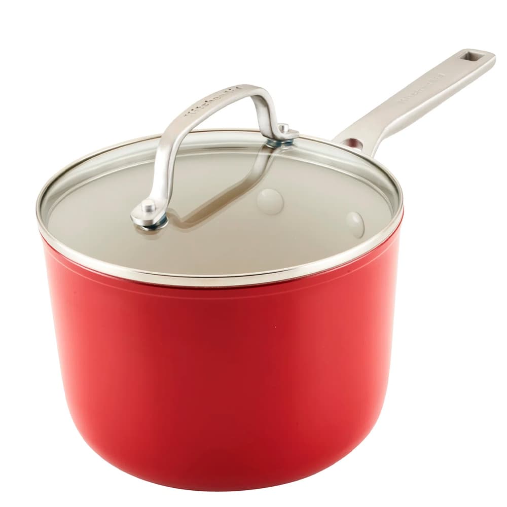 Anúncio: Caçarola KitchenAid 84848 Antiaderente Cerâmica Tampa de Vidro 31CM Vermelho Imperial