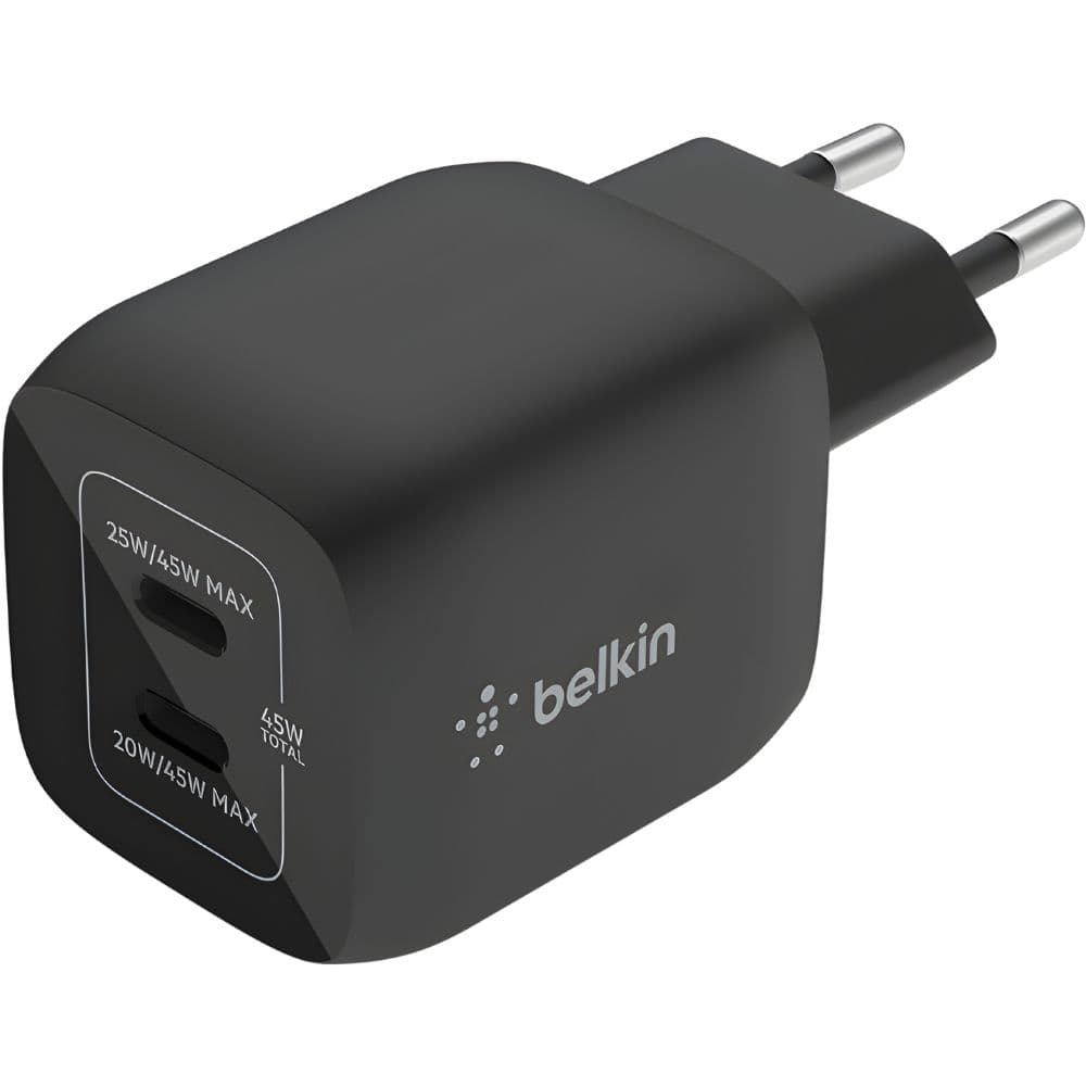 Anúncio: Carregador Duplo de Parede Belkin WCH011VFBK 45W USB-C GAN PPS 20/25W – Preto
