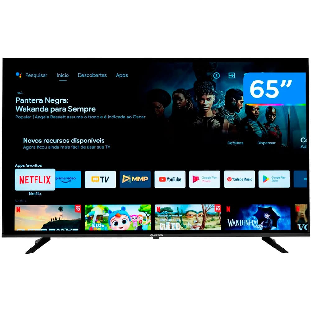 Anúncio: Smart TV Vizzion 65” UHD 4K LE65GFU Google TV Wi-Fi Bivolt