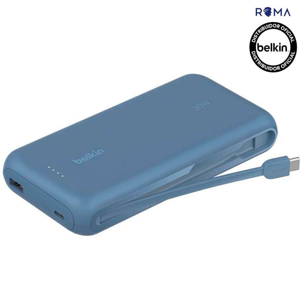 Anúncio: Carregador Portátil Belkin BoostCharge 20K com Cabo Integrado Azul – BPB024FQBL