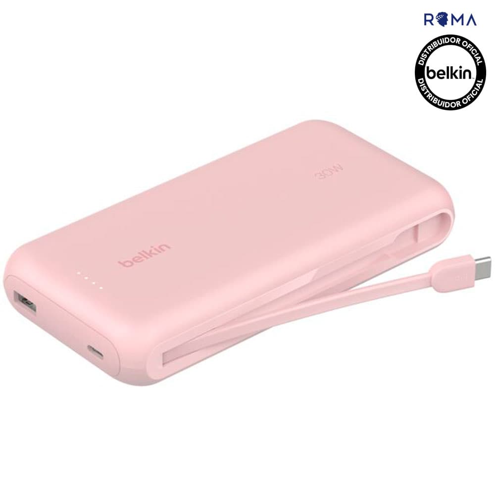 Anúncio: Carregador Portátil Belkin BoostCharge 20K com Cabo Integrado Rosa – BPB024FQPK
