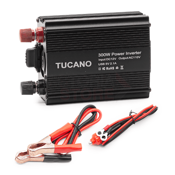 Anúncio: Inversor de Tensão para Carro Tucano 300W Power Inverter 12V/110V - Preto