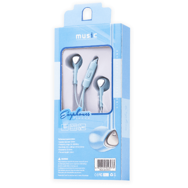 Anúncio: Fone de Ouvido Com Fio CY-073 Stereo Earphone Aux 3.5MM - Azul Claro