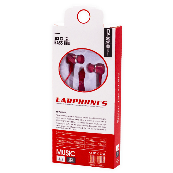 Anúncio: Fone de Ouvido Com Fio CY-070 Big Bass Earphones Aux 3.5MM - Vermelho