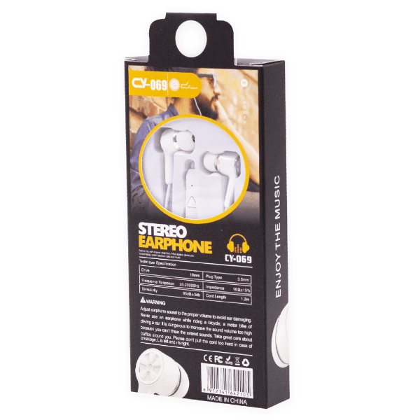 Anúncio: Fone de Ouvido Com Fio CY-069 Stereo Earphones Aux 3.5MM - Branco
