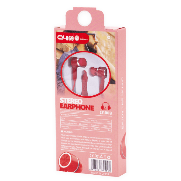 Anúncio: Fone de Ouvido Com Fio CY-069 Stereo Earphones Aux 3.5MM - Vermelho