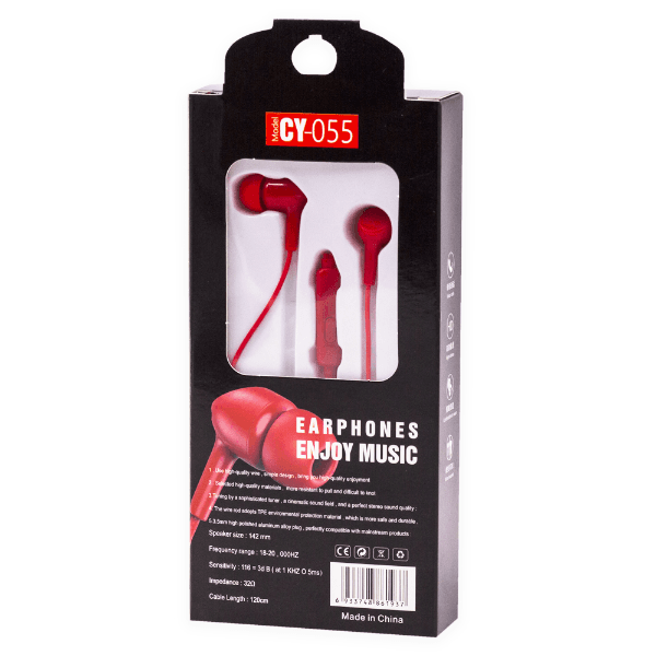 Anúncio: Fone de Ouvido Com Fio CY-055 Enjoy Music Earphone Aux 3.5MM - Vermelho
