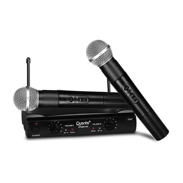 Anúncio: Sistema de Microfone Sem Fio Quanta QTMIC103 Com 2 Microfones Bivolt - Preto