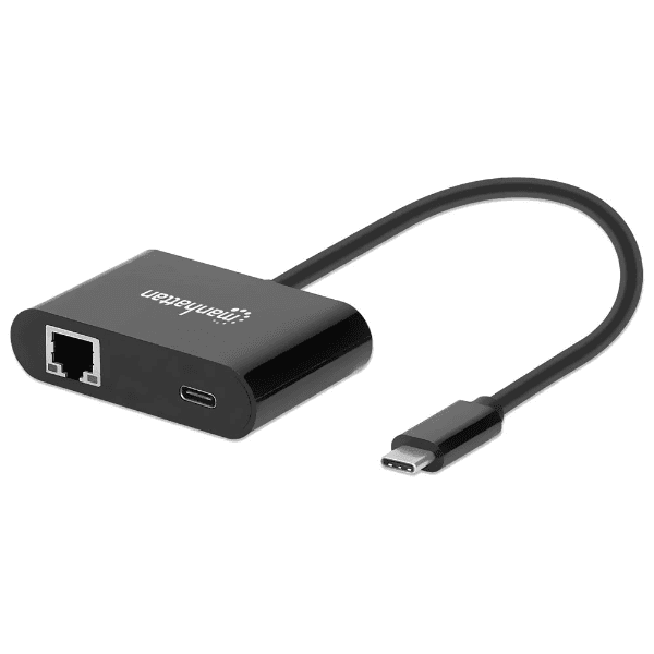 Anúncio: Cabo Adaptador Type-C Macho para RJ45 / Type-C Fêmea Manhattan 153454 / 1GBPS / 60W - Preto