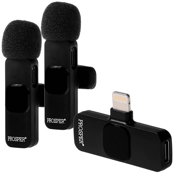 Anúncio: Microfone Sem Fio Para Smartphone Prosper P-6114 Com 2 Microfones e Conector Lightning - Preto