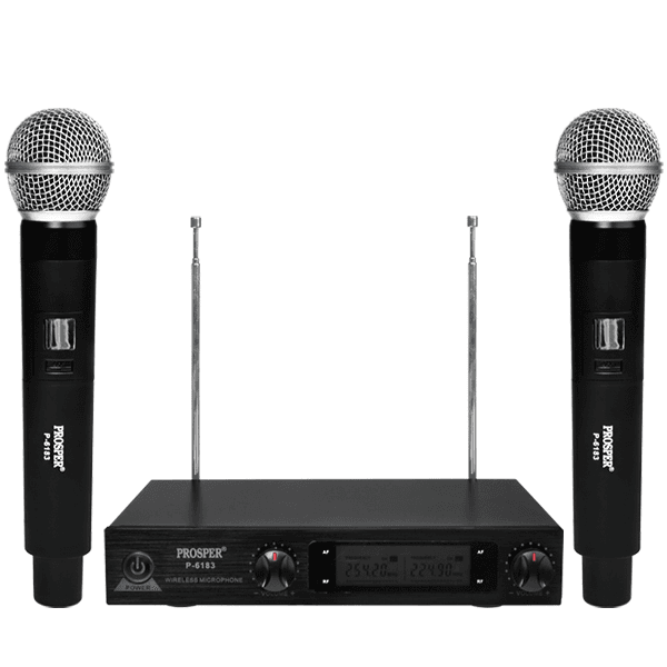 Anúncio: Sistema de Microfone Sem Fio Prosper P-6183 com 2 Microfones / VHF / Bivolt - Preto