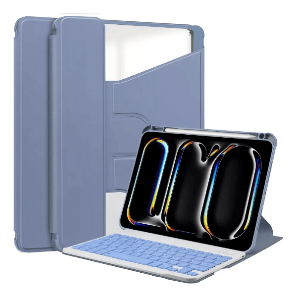 Anúncio: Capa Magnética 4life Para iPad 10.2 Com Teclado Wireless / Porta Pencil / Compativel Com Android / iOS / Bluetooth - Lavanda Azul