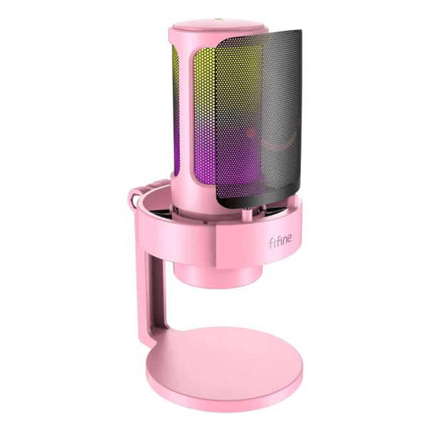 Anúncio: Microfone Fifine A8P Cardióide / RGB / 3.5MM - Rosa