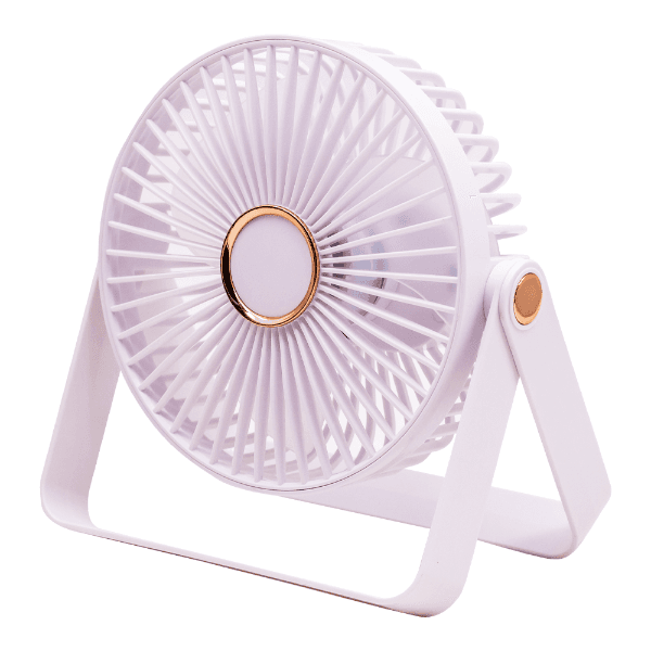 Anúncio: Mini Ventilador De Mesa Com Led H1 / 360º / Ajustavel / Recarregavel - Branco