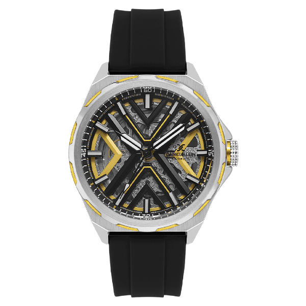 Anúncio: Relogio Analógico Masculino Daniel Klein DK.1.14017-5 Skeleton / Pulseira de Silicone - Preto/Prata