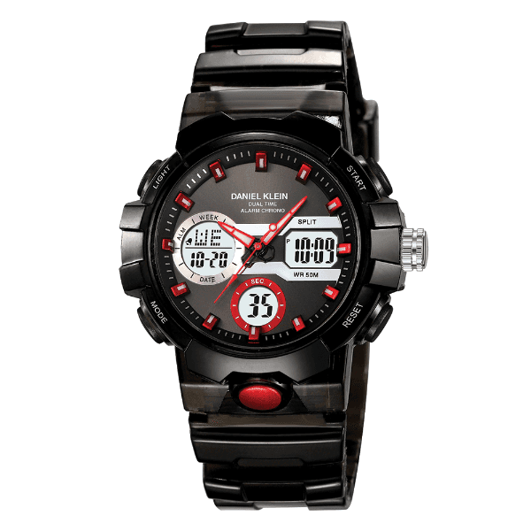 Anúncio: Relogio Digital Masculino Daniel Klein DK.2386-5 Summer 25 / Pulseira de Silicone - Preto Translúcido/Vermelho