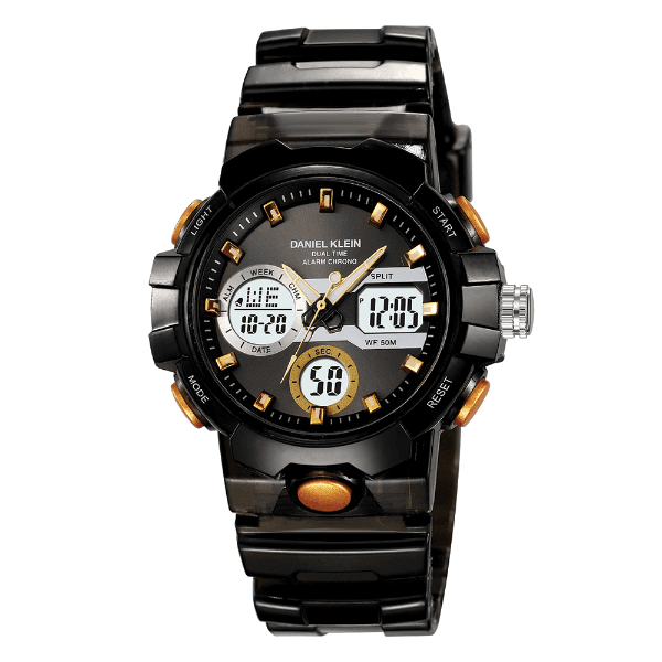 Anúncio: Relogio Digital Masculino Daniel Klein DK.2386-4 Summer 25 / Pulseira de Silicone - Preto Translucido/Dourado