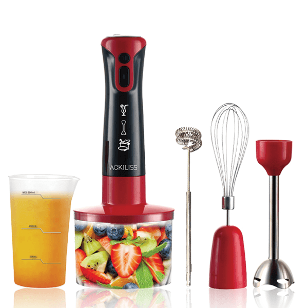Anúncio: Mixer Eletrico Ackiliss ACL-340R / 5 Em 1 / 500W / 500ML / 2 Velocidades / 220-240V ~ 50/60Hz - Preto/Vermelho