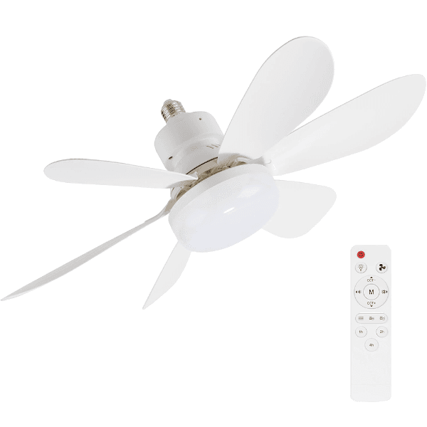 Anúncio: Mini Ventilador de Teto Com LED Flower 20.5" / 3 Velocidades / Com Controle Remoto / 3000K-6500K / 85-265V ~ 50/60Hz - Branco