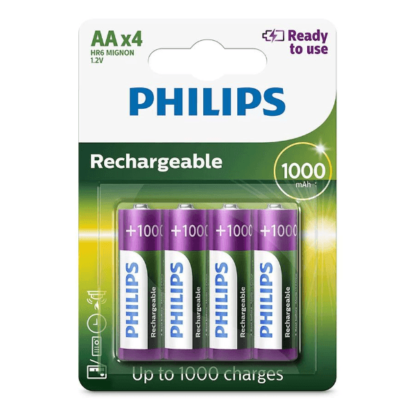 Anúncio: Pilha Philips Recarregavel R6B4RTU10/97 AA / 1000Mah - 4 Unidades